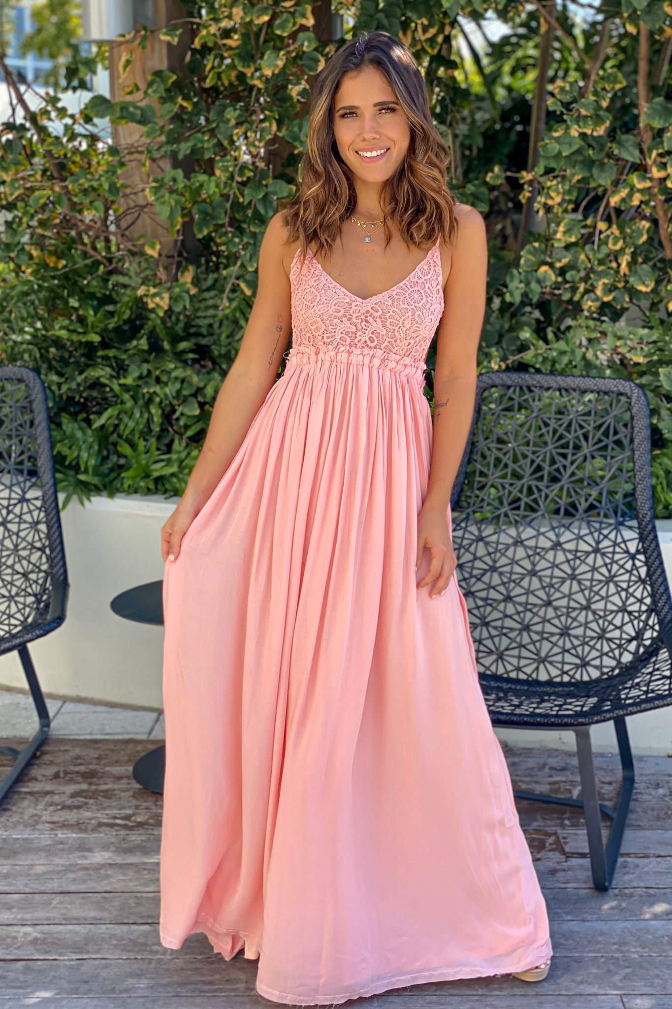 Mauve Maxi Dress With Open Back and ...